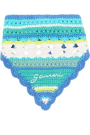 Ganni Women Hats - Crochet-knit tie-fastening hat