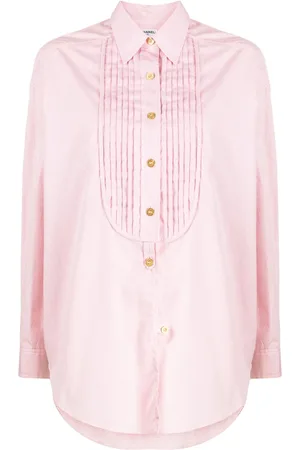 CHANEL 1990-2000s logo-button bib-collar shirt