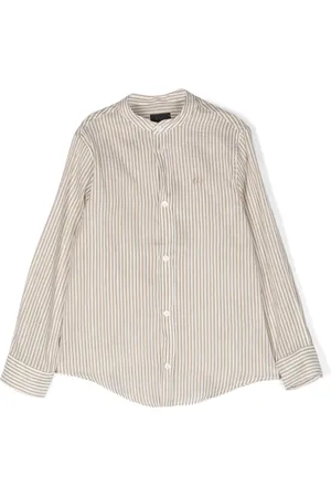 FAY Striped collarless shirt