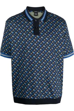 HUGO BOSS Men Polo Shirts - All-over logo-print polo shirt