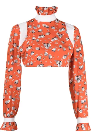 BATSHEVA Floral-print cropped top