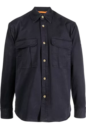 HUGO BOSS Men Jackets - Logo-patch stretch-cotton shirt jacket