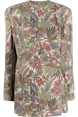 Giorgio Armani Women Jackets - 1980s floral-print collarless jacket