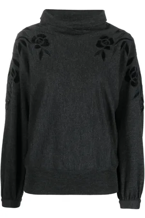 VALENTINO GARAVANI 1980s floral-embroidered roll-neck jumper