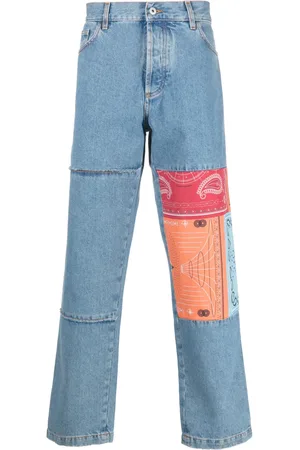 MARCELO BURLON Patchwork-detailing straight-leg jeans