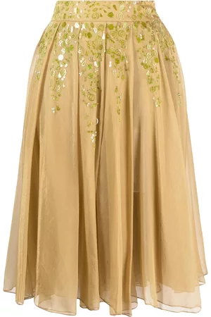 ROMEO GIGLI Women Pleated Skirts - 2000s sequinned silk pleated skirt
