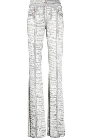 Diesel Denim-print flared trousers