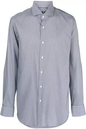 HUGO BOSS Men Shirts - Grid-pattern lyocell-blend shirt