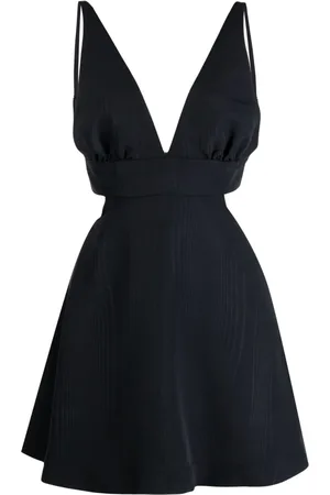 LOVESHACKFANCY Oversize-bow plunging V-neck dress