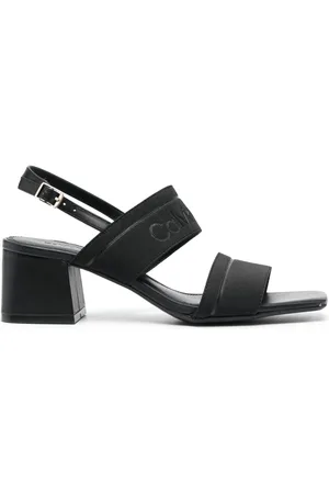 Amazon.com | Calvin Klein Women's kcBECCA Sandal, Black Leather001, 6.5 |  Heeled Sandals