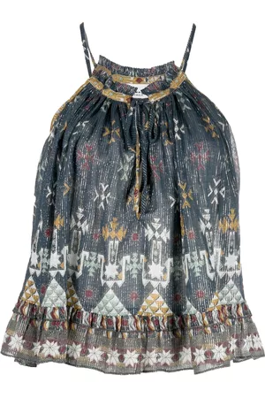 Marant Etoile Flared geometric-print halterneck top
