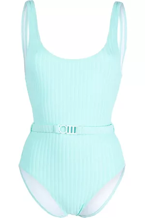 Solid Women Ribbed belted one-piece