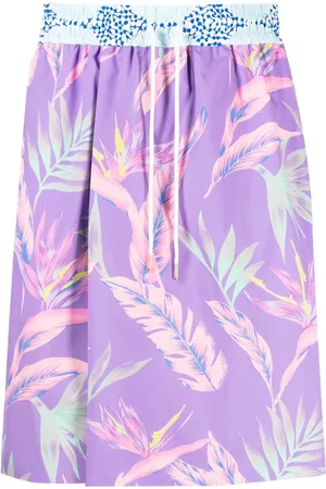 Fumito Ganryu Botanical-print drawstring shorts