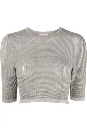 Solid Women Crop Tops - Pointelle-knit cropped top