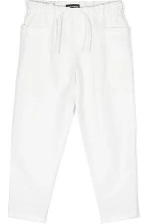 Emporio Armani Plain cotton-linen track pants
