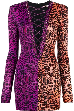 Roberto Cavalli Two-tone V-neck mini dress
