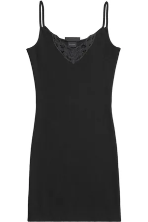 Balenciaga Lace-trim ribbed minidress
