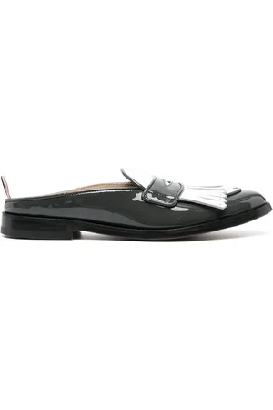 Thom Browne Fringe-detail patent-leather mule loafers