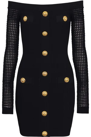 Balmain Off-shoulder knitted minidress