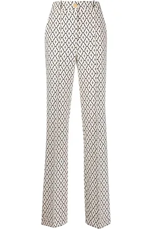 Elisabetta Franchi Monogram-print high-waisted trousers