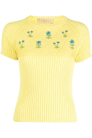 CORMIO Flower-embroidered knitted T-shirt