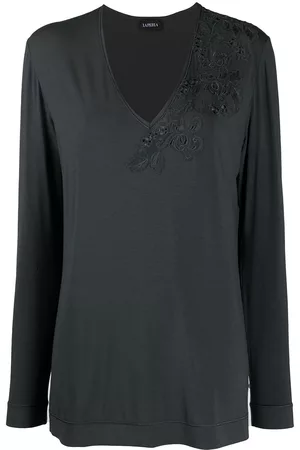 La Perla Women Long Sleeve - Lace-trimmed long-sleeved T-shirt