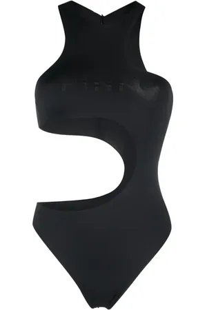 Pinko Cut-out logo-print swimsuit