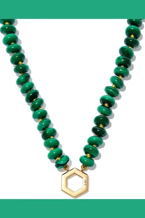 HARWELL GODFREY 18kt yellow malachite beaded necklace