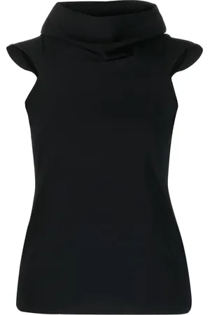 Quira Cowl-neck short-sleeve knitted top