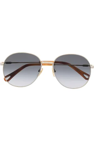 Chloé Logo-engraved pilot-frame sunglasses