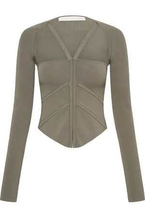 DION LEE Square-neck corset-style top