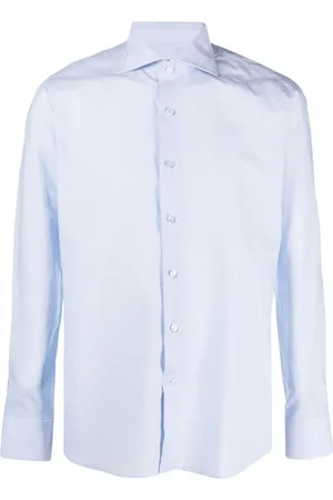 TAGLIATORE Plain cotton-linen blend shirt