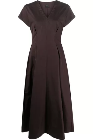 Aspesi Women Long Sleeve Dresses - Short-sleeve pleated long dress