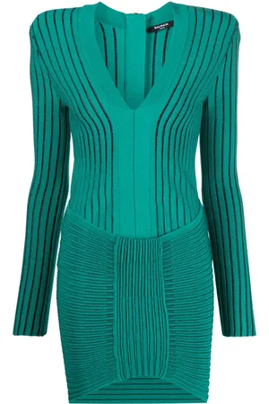 Balmain Ribbed V-neck mini dress