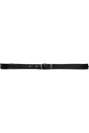 Saint Laurent Men Belts - Cassandre logo-plaque leather belt