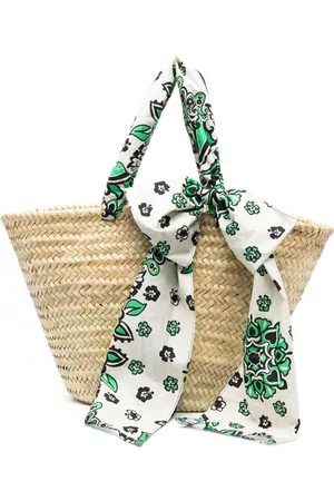 RED(V) Scarf-wrapped straw tote bag