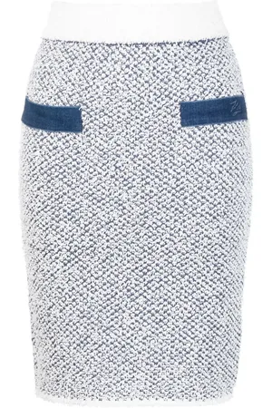 Karl Lagerfeld Denim-detailing knitted pencil skirt