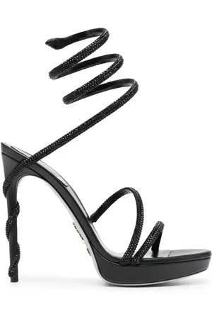 RENE CAOVILLA Crystal-embellished wraparound leather sandals