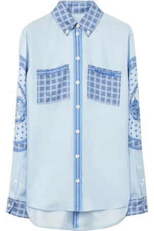 Burberry Checked monument-print silk shirt