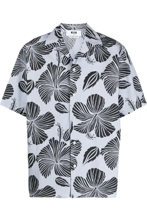 Msgm Hibiscus print abowling shirt