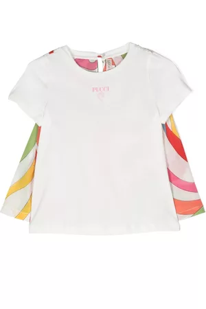 PUCCI Junior Girls Short Sleeve - Cape-design cotton T-shirt