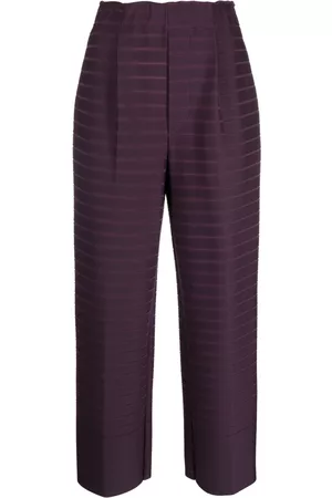 Issey Miyake Women Pants - Striped cropped trousers