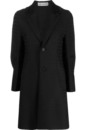 Issey Miyake Women Coats - Striped single-breasted coat