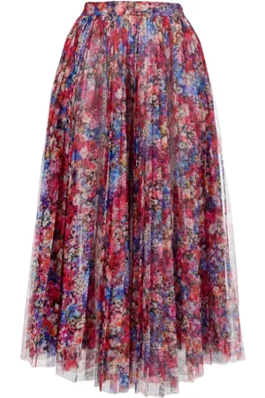 Serafini Women Printed Skirts - Floral-print pleated skirt