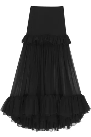 Saint Laurent Sheer tiered midi skirt