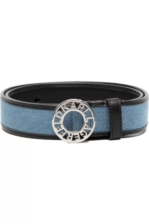 Karl Lagerfeld Women Belts - Logo-buckle denim leather belt