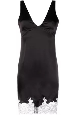 Saint Laurent Lace-trim satin minidress