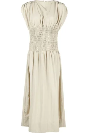 St Agni Shirred midi dress