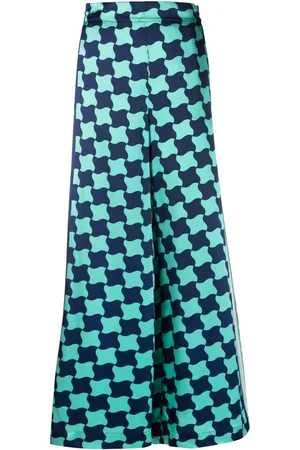 Casablanca Pool Tile silk wide-leg trousers