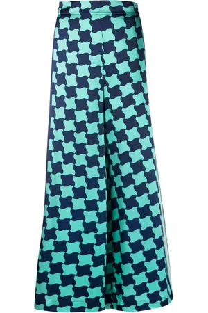 Casablanca Pool Tile silk wide-leg trousers